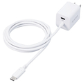 エレコム USB Power Delivery 20W AC充電器(C×1+Cケーブル一体) ホワイト MPA-ACCP37WH