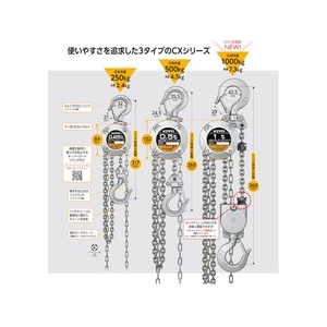 キトー キトーチェーンブロックCX 定格荷重500kg 標準揚程2.5m 0.52.52602.52.5 FC347HB-8266738-イメージ3