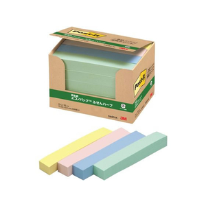3M ポスト・イット ふせんハーフ 再生紙 エコノパック 75×12.5mm 4色 20冊 F803235-5601-K-イメージ2