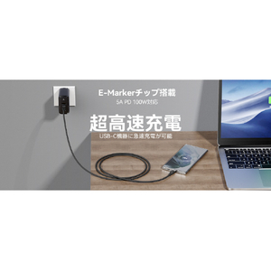 VOLTME PowerLink Rugg USB-C & USB-C ケーブル 5A(編込み) ブラック C2166-イメージ10