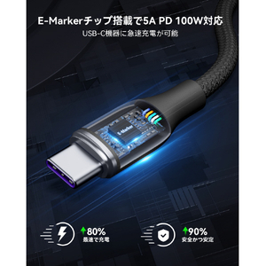 VOLTME PowerLink Rugg USB-C & USB-C ケーブル 5A(編込み) ブラック C2166-イメージ4