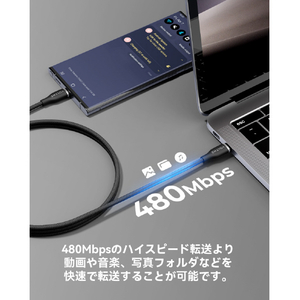 VOLTME PowerLink Rugg USB-C & USB-C ケーブル 5A(編込み) ブラック C2166-イメージ8