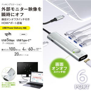 エレコム 画面ONOFFドッキングステーション シルバー DST-S060BPSV-イメージ2