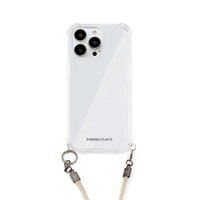PHONECKLACE iPhone 15 Pro用ロープショルダーストラップ付きクリアケース ベージュ PN25577I15PR