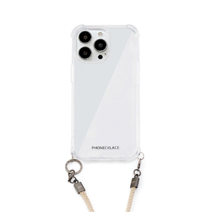 PHONECKLACE iPhone 15 Pro用ロープショルダーストラップ付きクリアケース ベージュ PN25577I15PR-イメージ1
