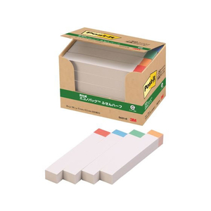 3M ポスト・イット ふせんハーフ 再生紙 エコノパック 75×12.5mm 4色（色帯） 20冊 F803236-5601-R-イメージ2