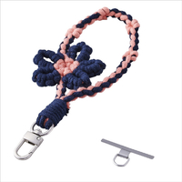エレコム ハンドストラップ編み物/花 ネイビー P-STHKNFNV