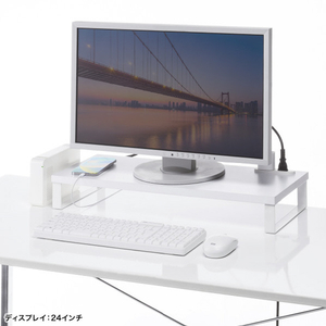 サンワサプライ コンセント付きモニター台(W600) ホワイト MR-LC212W-イメージ3