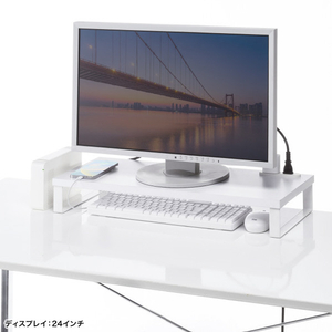 サンワサプライ コンセント付きモニター台(W600) ホワイト MR-LC212W-イメージ4