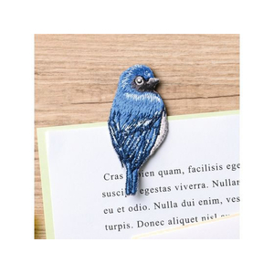 ヒサゴ BIRD BOOKMARKER 刺繍しおり リーフ柄 オオルリ FCD976G-UTN312-イメージ2