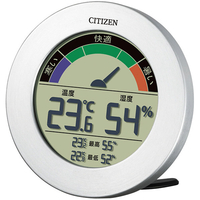 リズム時計 快適度目安表示付温湿度計(掛置兼用タイプ) CITIZEN(シチズン) 銀色ヘアライン仕上げ 8RDA67B19