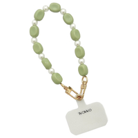 GAACAL 「ミルクとパール」オリジナルホルダー付きビーズストラップ GAACAL グリーン Z01083GR