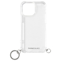 PHONECKLACE iPhone 15 Pro用ストラップ用リング付きクリアケース シルバーチャーム PN25580I15PR