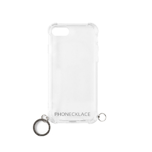 PHONECKLACE iPhone SE(第3世代)/SE(第2世代)/8/7用ストラップ用リング付きクリアケース ガンブラックチャーム PC20581I9-イメージ1
