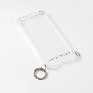 PHONECKLACE iPhone SE(第3世代)/SE(第2世代)/8/7用ストラップ用リング付きクリアケース ガンブラックチャーム PC20581I9-イメージ3