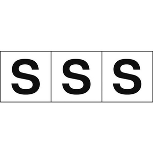 トラスコ中山 TRUSCO アルファベットステッカー 30×30 「S」 白地／黒文字 3枚 3枚粘着シール3030英字｢S｣ FC109GB-4388704-イメージ1