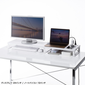 サンワサプライ コンセント付きモニター台(W1000) ホワイト MR-LC213W-イメージ4