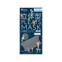 医食同源 立体型プリーツマスク ゆったりフィット グレー 7枚入 FC284NY