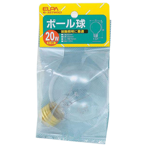 エルパ ボール球 E12口金 20W クリア 1個入 G-327H(C)-イメージ1