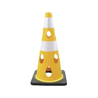 CAR-BOY/穴あきコーン 反射ホワイト イエロー CHR-700YE FC300XX-5218449