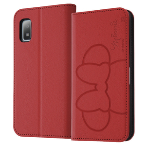 レイアウト AQUOS wish3用耐衝撃 手帳型レザーケース シンプル ディズニーキャラクター ミニーマウス RT-DAQL1LBC13/MN-イメージ1