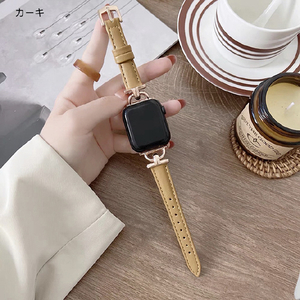 GAACAL Apple Watch 1-9/SE 1-2/ULTRA 2(42/44/45/49mm)用「大人な知的感」異素材PUレザーバンド カーキ W00230KB-イメージ3