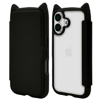 ラスタバナナ iPhone 16用MIMI 猫耳手帳型ハイブリッドケース ブラック 8101IP461BHPBK