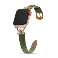 GAACAL Apple Watch 1-9/SE 1-2(38/40/41mm)用「大人な知的感」異素材PUレザーバンド グリーン W00230GA