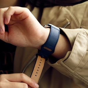 EGARDEN Apple Watch 49/46/45/44/42mm用バンド GENUINE LEATHER STRAP ネイビー EGD20587AW-イメージ3