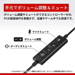 バッファロー 両耳ヘッドバンド式ヘッドセット USB接続 ブラック BSHSUH100BK-イメージ5