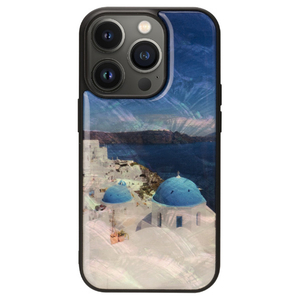 ikins iPhone 14 Pro用天然貝ケース 名所シリーズ サントリーニ島 I23587I14P-イメージ1