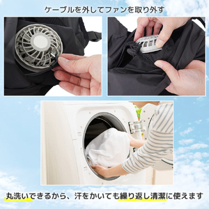 サンコー 首元も背中も涼しい「ひんやりファン付きベスト」 ブラック EACV26KBK-イメージ9
