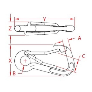 エスコ スナップフック ステンレス製 127.0×12.7mm FCV8491-EA638JN-39-イメージ2