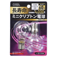 オーム電機 長寿命ミニクリプトン電球 E17口金 60W形 クリア 2個入 LBPS35L60C2P