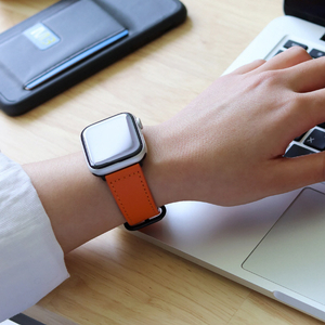 EGARDEN Apple Watch 49/46/45/44/42mm用バンド GENUINE LEATHER STRAP オレンジ EGD20588AW-イメージ3