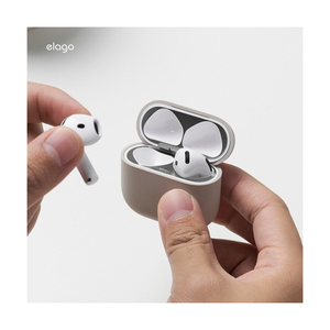 elago AirPods 4用ダストガｰド ダークグレー EL_AP4DGBSDS_DG-イメージ6