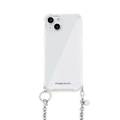PHONECKLACE iPhone 15 Plus用チェーンショルダーストラップ付きクリアケース シルバー PN25590I15PL