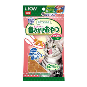 ライオン PETKISS ネコちゃんの歯みがきおやつ まぐろ味 プチ 14g PETKISSﾊﾐｶﾞｷｵﾔﾂﾏｸﾞﾛｱｼﾞ14G-イメージ1