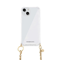 PHONECKLACE iPhone 15 Plus用チェーンショルダーストラップ付きクリアケース ゴールド PN25591I15PL