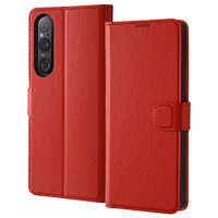 レイアウト Xperia 1 V用耐衝撃 手帳型レザーケース シンプル マグネット レッド RT-RXP1M5ELC1/R