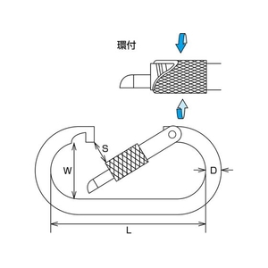 水本機械製作所 水本/ステンレス カラビナ(環付) SUS316 線径10mm長さ90mm 10環付901936 FC572FJ-2048787-イメージ2