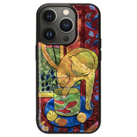 ikins iPhone 14 Pro用天然貝ケース 名画シリーズ 魚と猫 I23592I14P