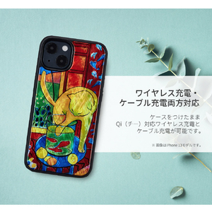 ikins iPhone 14 Pro用天然貝ケース 名画シリーズ 魚と猫 I23592I14P-イメージ8