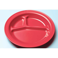 エンテック ポリプロ 丸ランチ皿三ツ切 (レッド) FC72019-NO.1714R