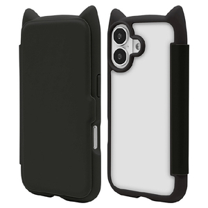 ラスタバナナ iPhone17用猫耳手帳ケース ブラック 9169IP5ABHPBK-イメージ1