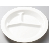 エンテック ポリプロ 丸ランチ皿三ツ切 (ホワイト) FC72020-NO.1714W