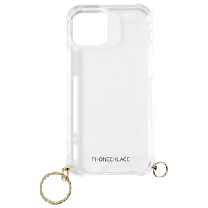 PHONECKLACE iPhone 15 Plus用ストラップ用リング付きクリアケース ゴールドチャーム PN25593I15PL-イメージ1