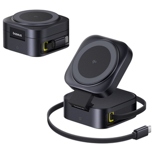 Baseus PicoGo 2-in-1 急速充電器 67W 巻き取り式USB-Cケーブル内蔵 Qi2対応 Cosmic Black P1027680012300-イメージ1