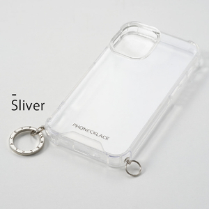 PHONECKLACE iPhone 15 Plus用ストラップ用リング付きクリアケース ガンブラックチャーム PN25594I15PL-イメージ4