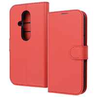 レイアウト らくらくスマートフォン F-53E用Like standard 耐衝撃 ルーペ付き マグネットベルト シンプル 手帳型レザーケース レッド RT-FRS24ELC9/R